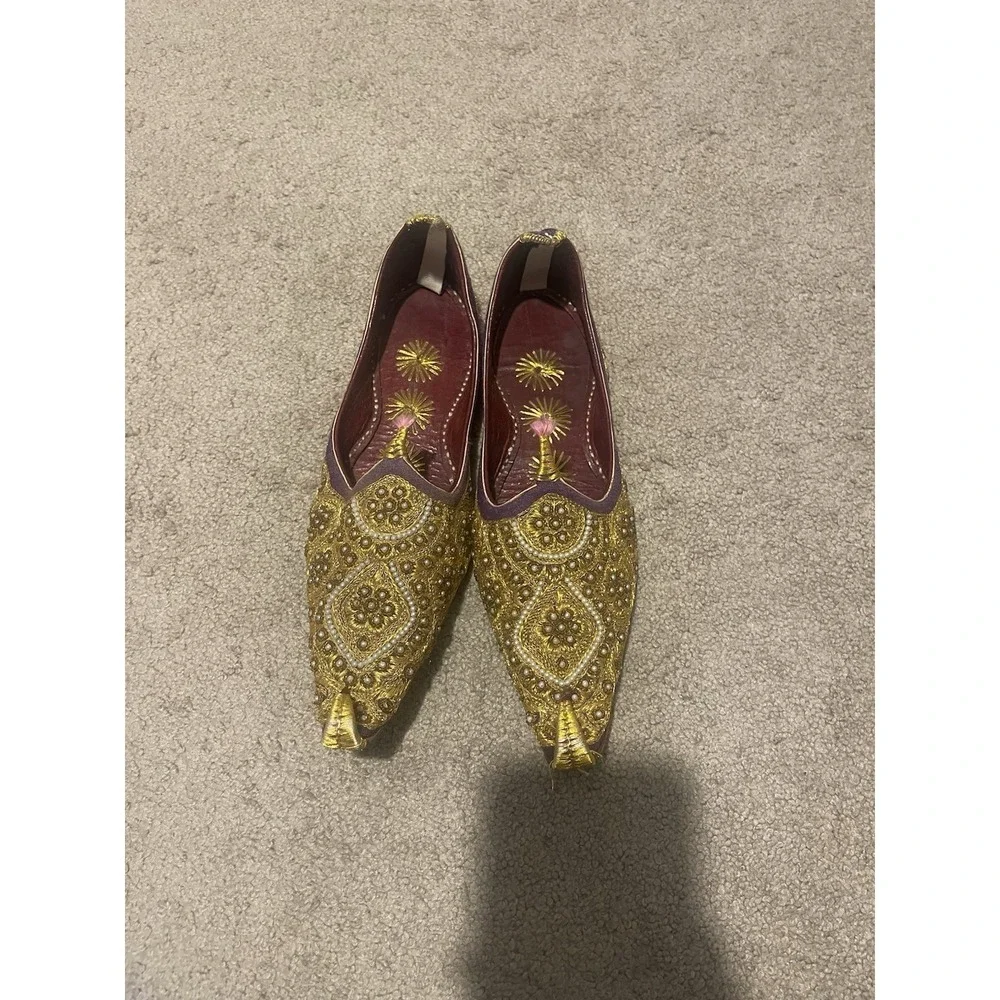 Men's Indian Mojari Jutti Shoes Sz 9 US Handmade Embroidered Ethnic Slip-On